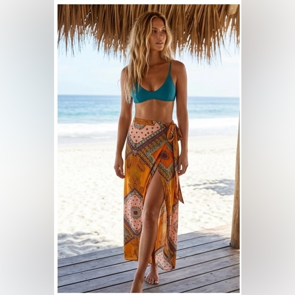 Boho Wrap Skirt | One Size Tie Waist | Bikini Cover Up